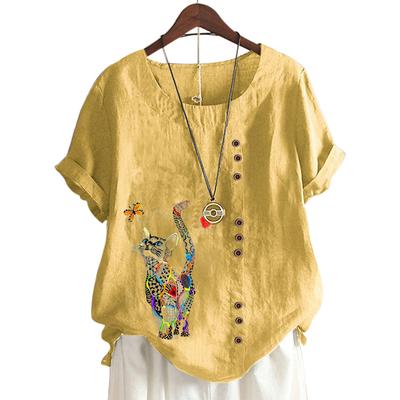 Модный женский топ с круглым вырезом и короткими рукавами с цветочным принтом в 11 цветах