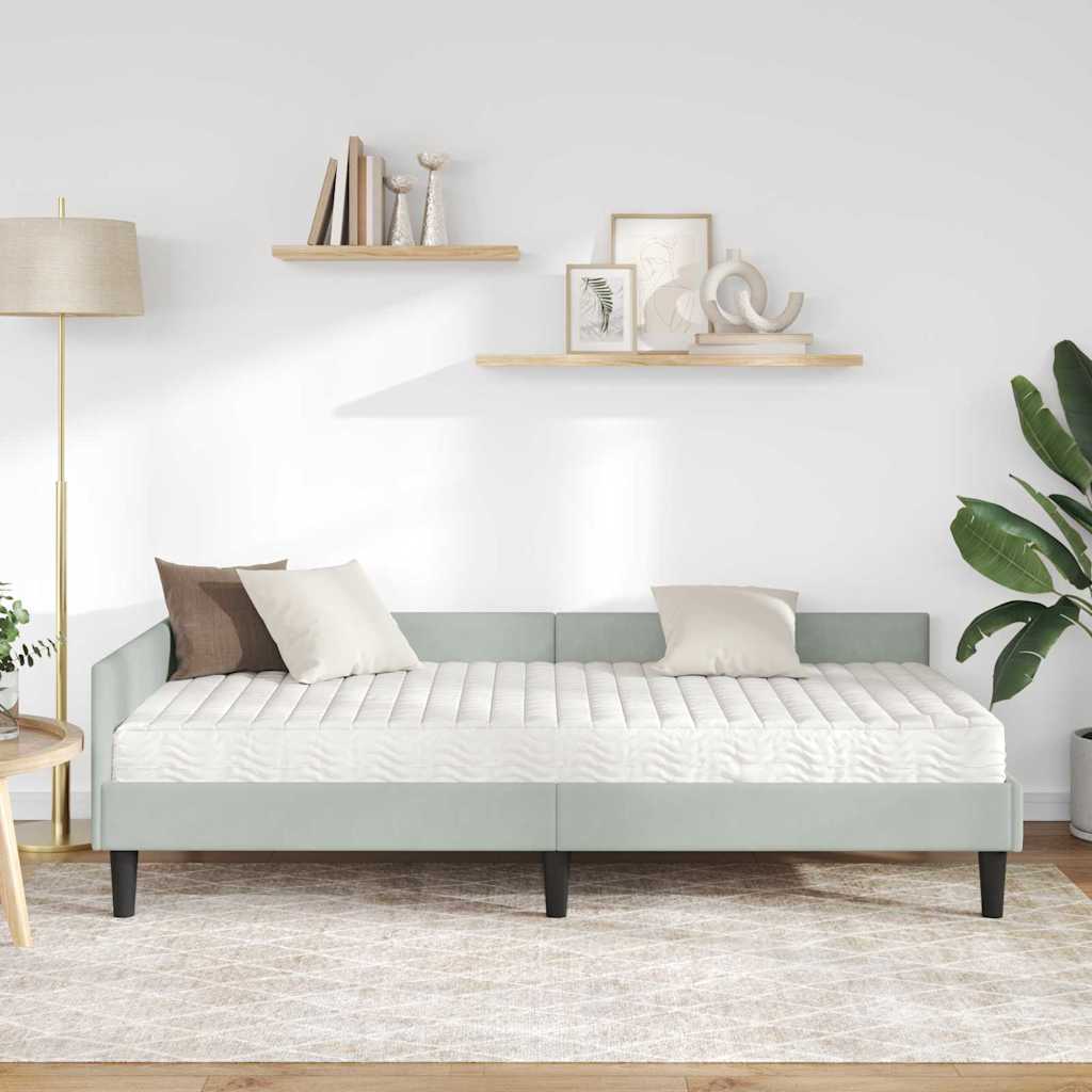 Corner Bed Frame with Mattress Other 2 pcs Light Grey Velvet