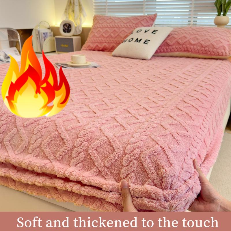 2025 Осенне-зимняя утолщенная простыня из молочного бархата, Цельный мягкий коралловый бархатный наматрасник, Тафтовый протектор для матраса