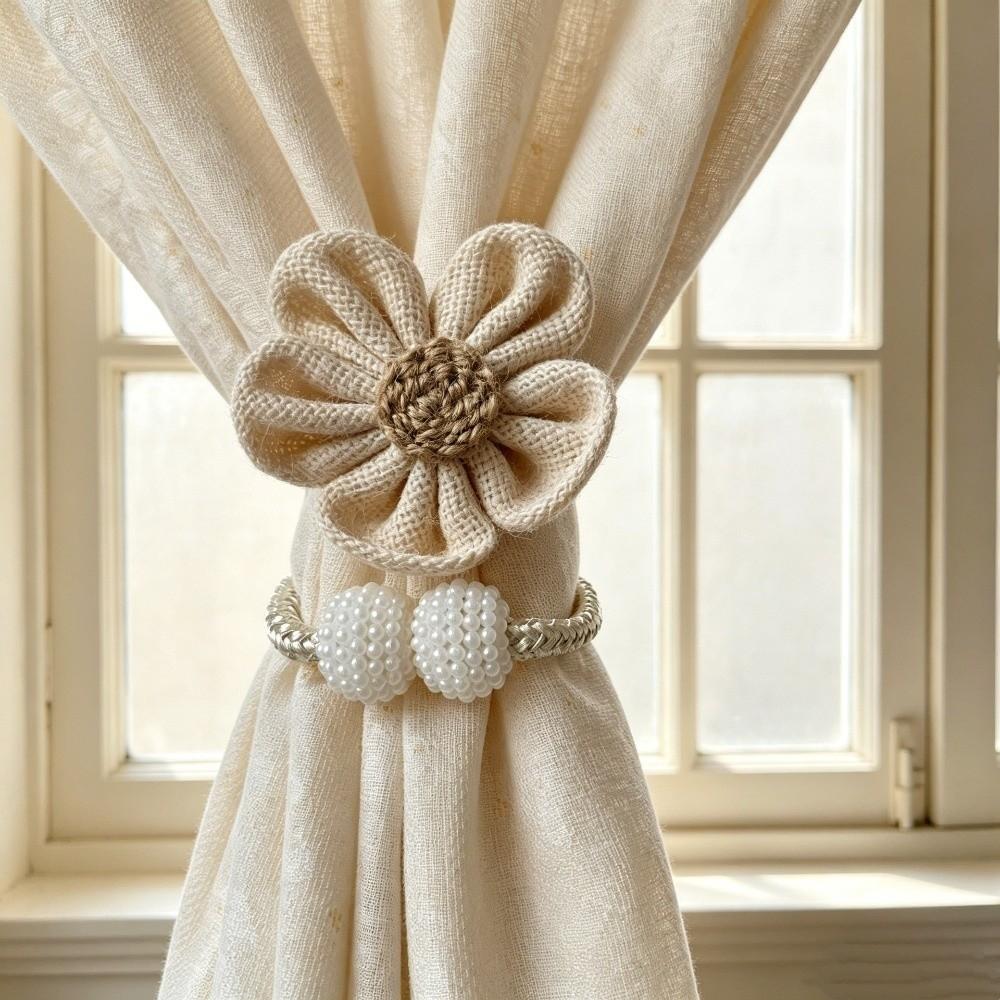 2PCS Adjustable Flower Curtain Tieback Creative Curtain Buckle Gauze Curtain Binding Rope  Office