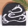 Street Style Knitted Cap With Dragon Animal Pattern For Cold Seasons