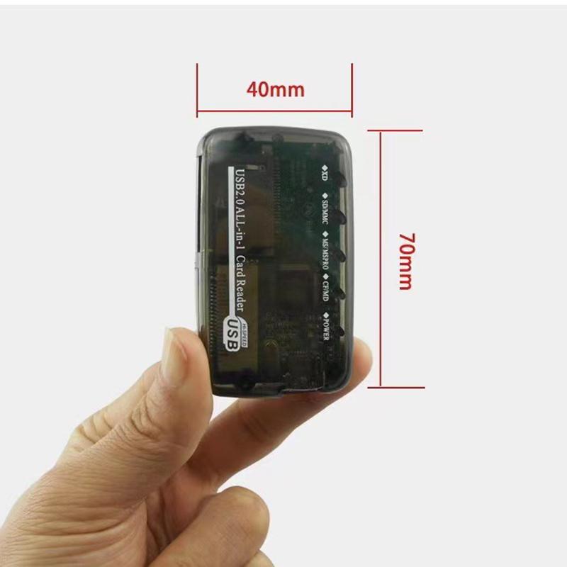 Transparent USB 2.0 Card Reader Dongle CF MS TF M2 XD SD Memory Card Writer 480Mbps View Data Transfer Adapter Plug Play