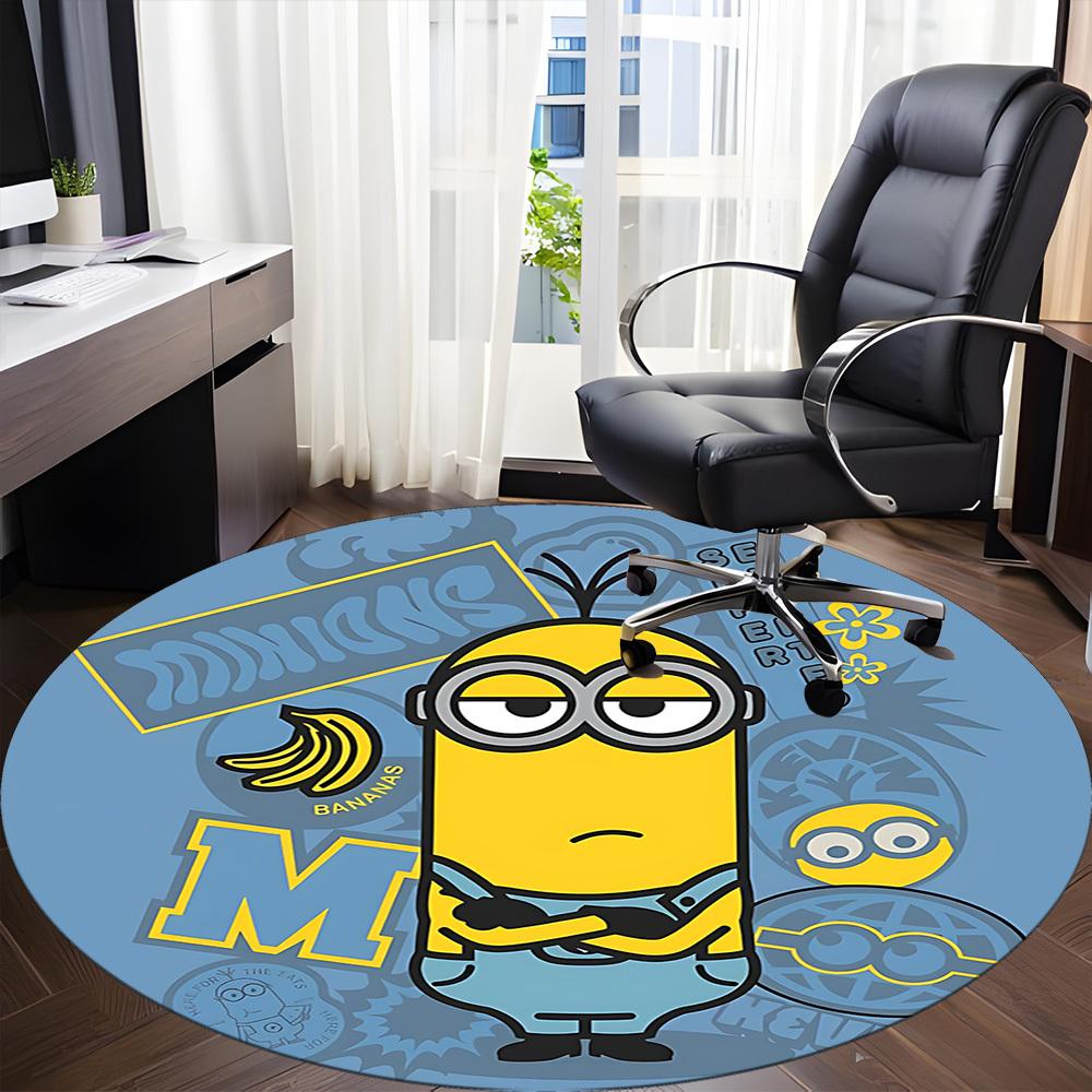 1pc Minions Office Round Area Rug, Under Office Chairs Bedroom Living Room Home Decor, Available in Various Sizes01