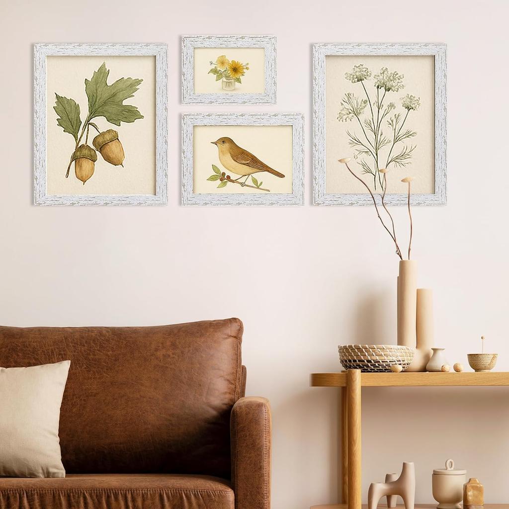 puthiac 5x7 Rustic Picture Frame, Farmhouse Distressed Wood Photo Frame, Shatterproof Acrylic Front, Wall & Tabletop, Vertical/Horizontal, Vintage