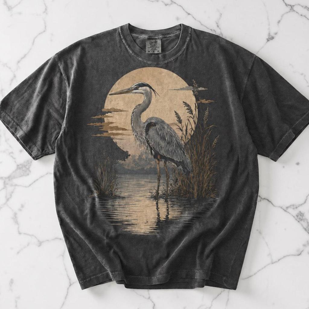 Great Blue Heron Shirt, Vintage Bird T shirt, Unisex Comfort Colors, Bird Lover Gift, Birdwatching Tee, Nature Shirt, Wildlife Graphic Tee