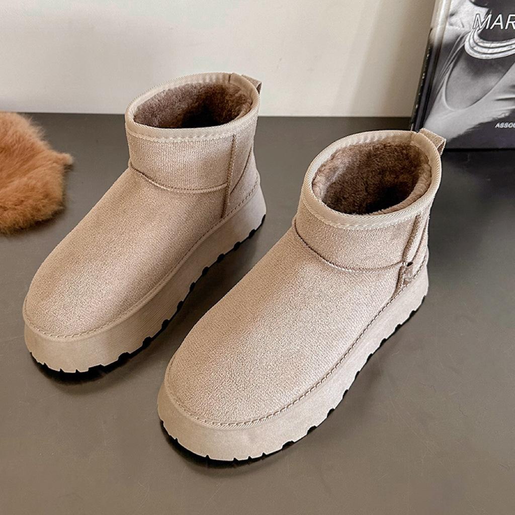 Осенне-зимние короткие зимние сапоги-трубы для женщин, трансграничные, большого размера, плюс, средний каблук, плоская подошва, хлопковые сапоги 35-41