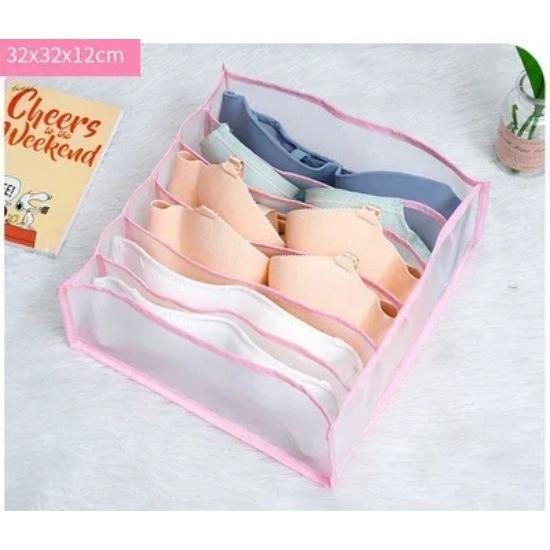 Dormitory Bra Closet Organizer for Socks Home Separated Underwear Storage Box 7 Grids Bra Organizer Foldable Drawer Organizer
