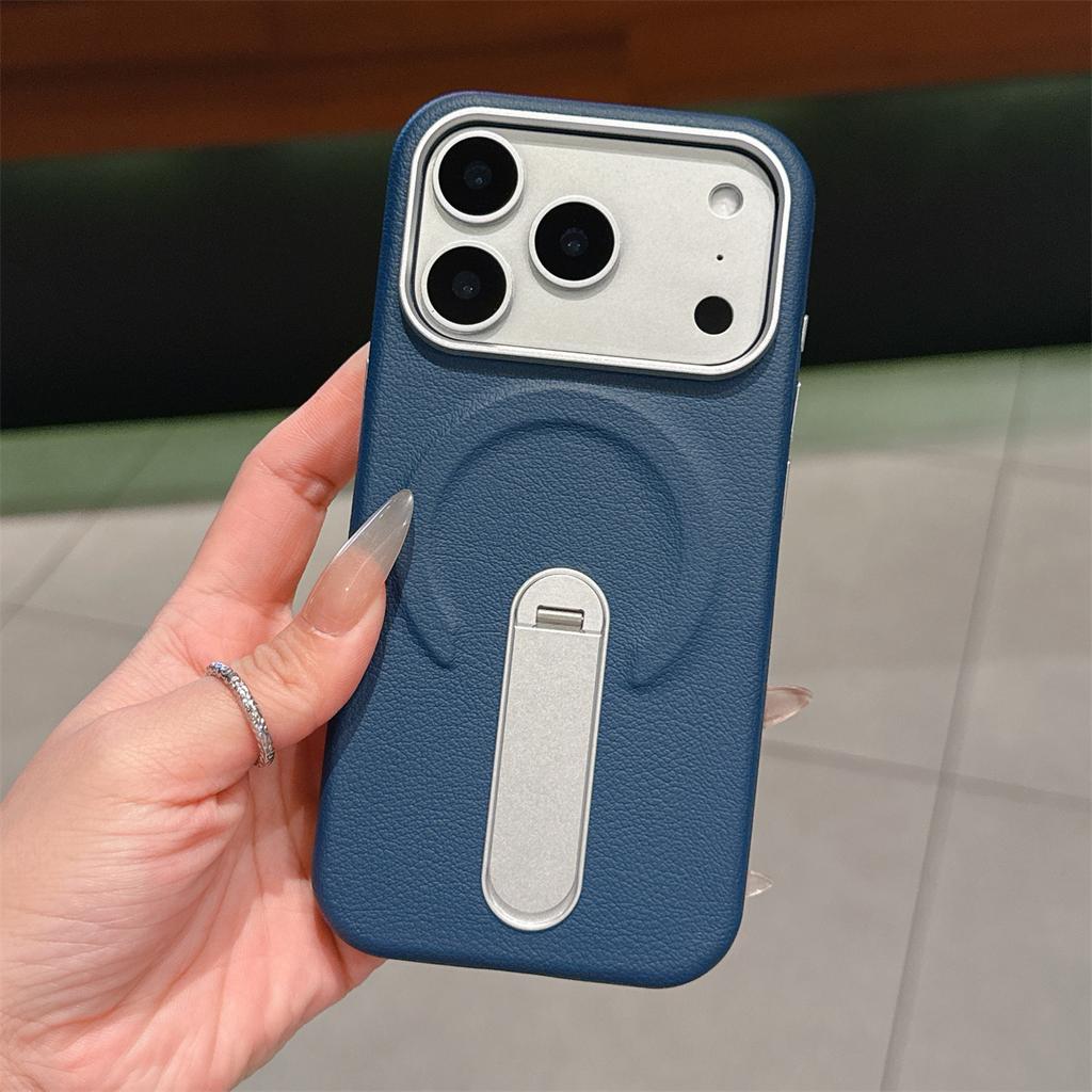 Чехол-подставка из кожи с магнитом для IPhone 17 16 15 14 13 17 Pro Max для беспроводной зарядки Magsafe Ударопрочный чехол