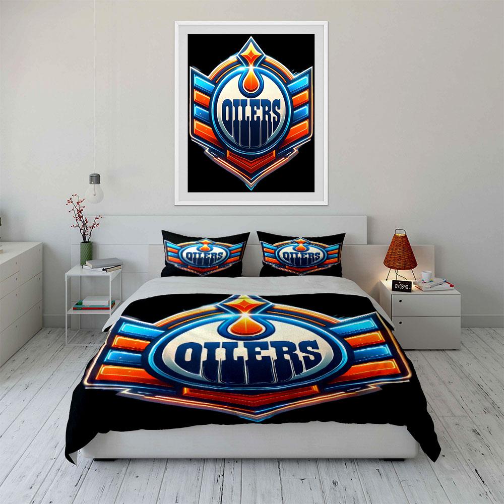 "Oilers Themed Bedding Set Design" Print Bedding Set Duvet Cover Pillowcases (1* Duvet Cover 2* Pillowcases Do Not Include Comforter)