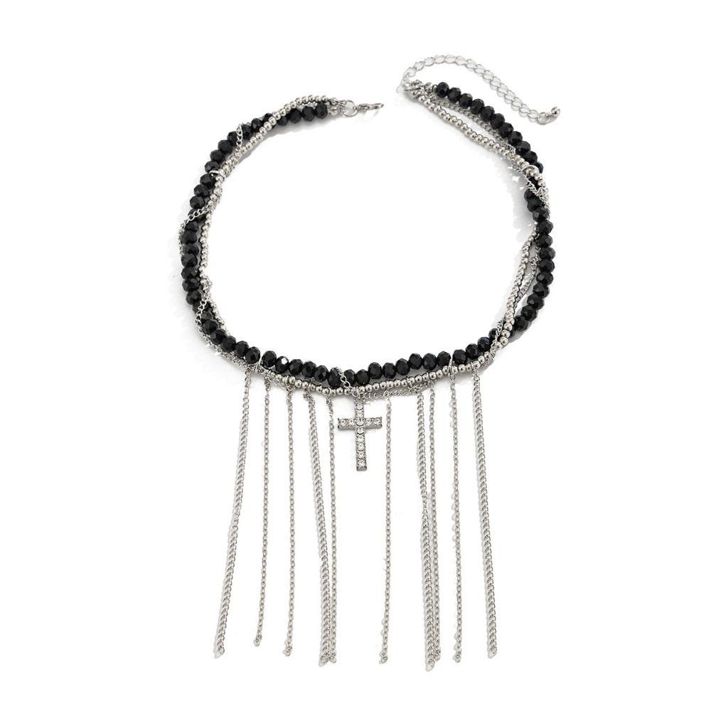 Vintage Heart-shaped Choker Irregular Multilayer Tassel Zircon Stacking Chain Jewelry Accessories