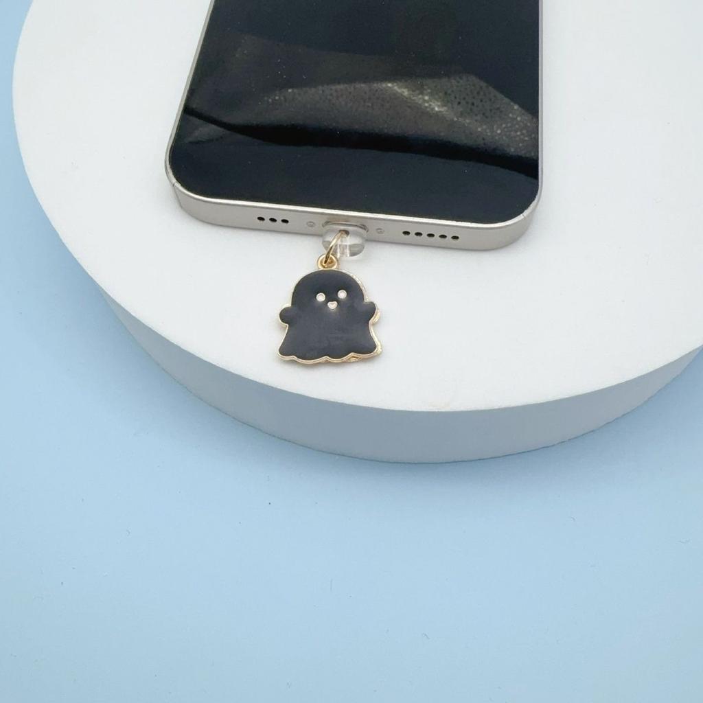 Lovely Black Ghost Pendant Phone Dust Plug for iPhone for Samsung Type-C Charging Port Accessories Decoration Hanging Bracelet2