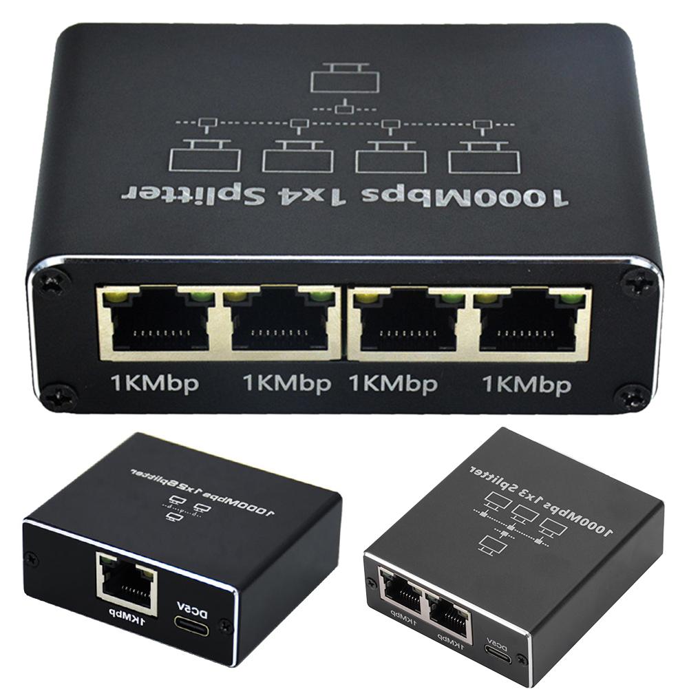 Разветвитель Ethernet с 1 на 2/1 на 3/ 1 на 4 с USB-кабелем питания 1000 Мбит/с RJ45 LAN-коммутатор Разветвитель интернета для кабеля Cat5/5e/6/7/8