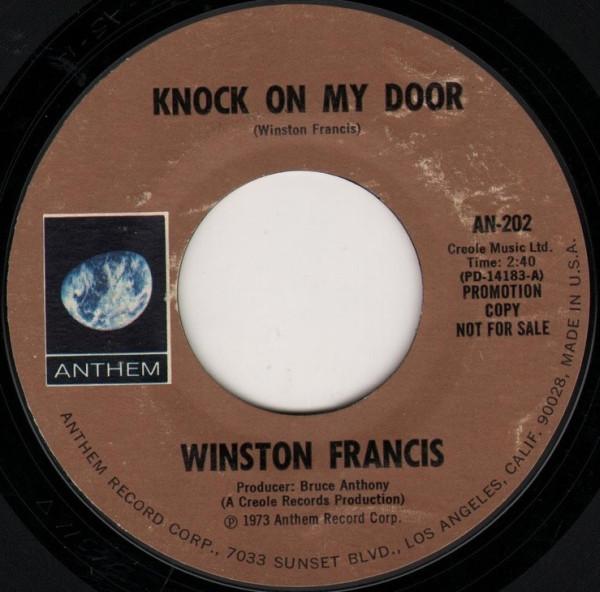 7-дюймовая пластинка WINSTON FRANCIS Knock On My Door AN202PROMO Anthem 1973 US Reggae Ska Dub Б/у