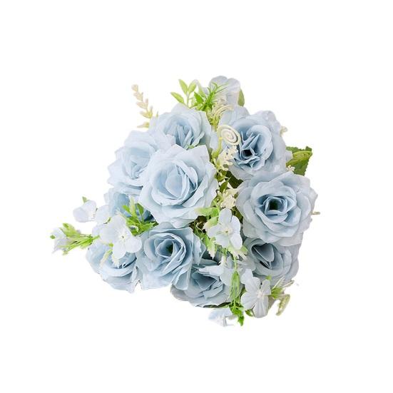 Искусственная ветка розы со стеблем, 5 вилками, 5 головками, домашняя свадьба, вечеринка, искусственный шелковый цветок с цветочным принтом