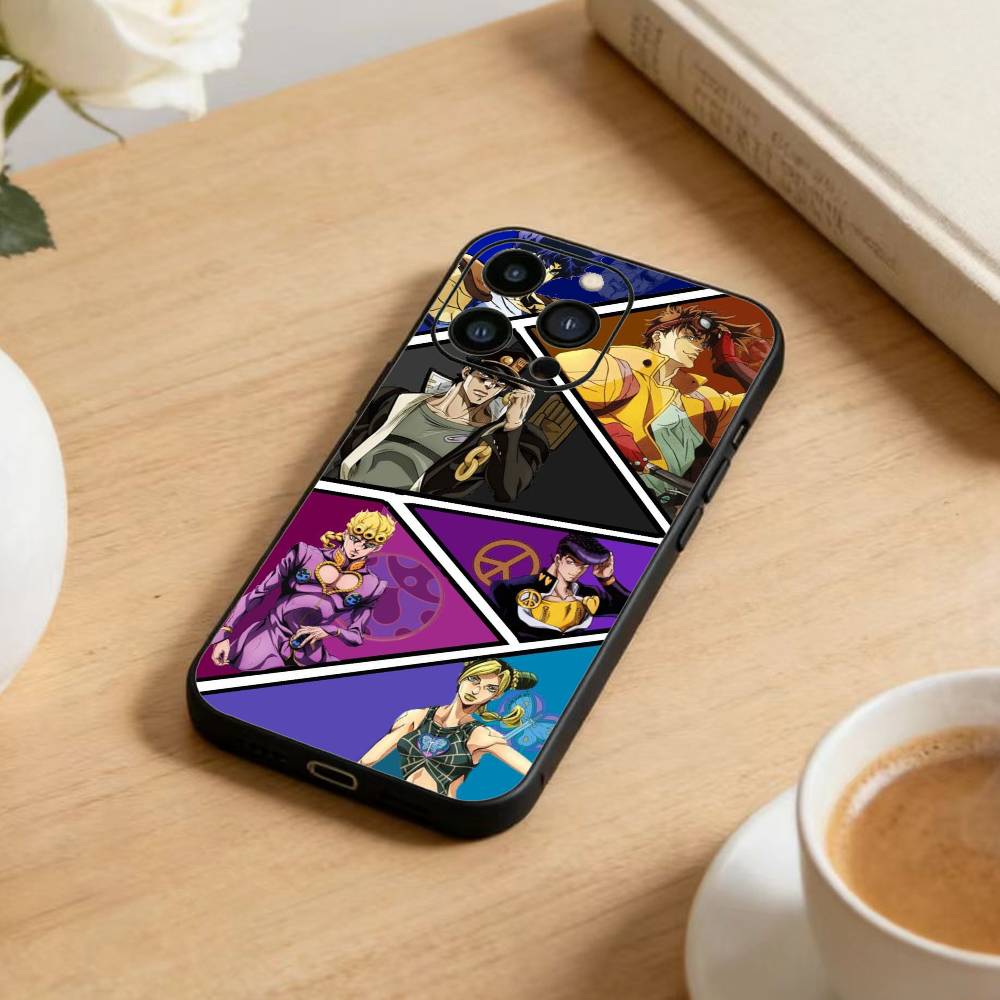 Чехол для телефона K-Anime Jojo's Bizarre Adventure Для iPhone17,16,15,14,13,12 Plus,Max Мягкий Силиконовый Черный Чехол