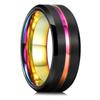 Fashion 8mm Black Brushed Titanium Stainless Steel Rings for Men Women Rose Gold Color Step Edge Men Rings Wedding Party Jewelry