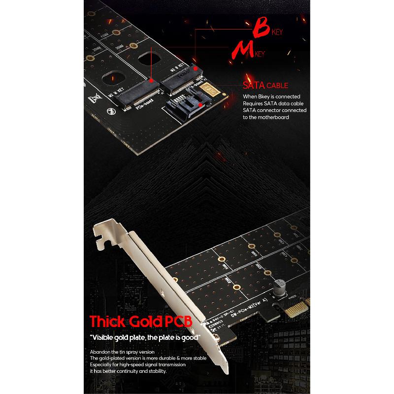 New M.2 NVMe SSD To PCIe Adapter & NGFF (B+M Key) SSD To SATA Expansion Card