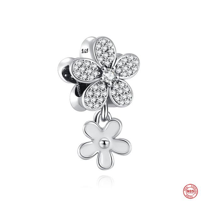 Новый розовый кулон в форме бабочки с цветком, подвеска из бисера, модный оригинальный браслет из стерлингового серебра 925 пробы для женщин, ювелирные изделия своими руками, подарок