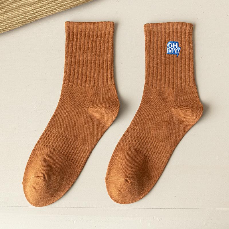 Мужские осенне-зимние носки: Дезодорирующие, Влаговпитывающие, Однотонные Хлопковые Носки, Вышитые, Теплые, Спортивные Носки до середины икры, Длинные Носки