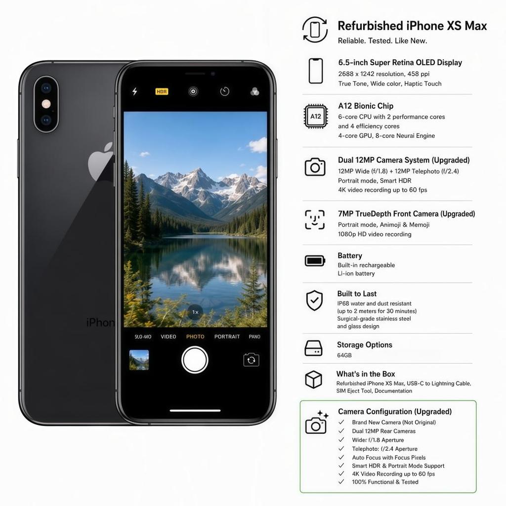 Восстановленный Apple iPhone Xs Max 256 ГБ Золотой/Серебристый/Космический Серый Разблокированный Смартфон – 6,5-дюймовый Super Retina OLED, A12 Bionic, Face ID, Двойная 12 Мп Камера