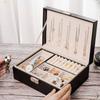 2 Layer Double-layer Jewelry Box with Lock Jewelry Display Case  Home and Travel