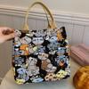 Cartoon Printed Fashion Canvas Handbag To Work with Rice Lunch Bag Lunch Box Bag Go Out with Baby Handbag