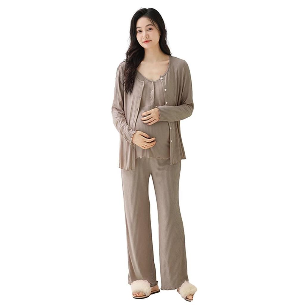 Shop Maternity and Long Front Mocha [select Tomorrow] Pajamas, Nursing, Pre- Postpartum, Sleeve, Camisole, Opening, Spring, Summer, Fall, (JP,