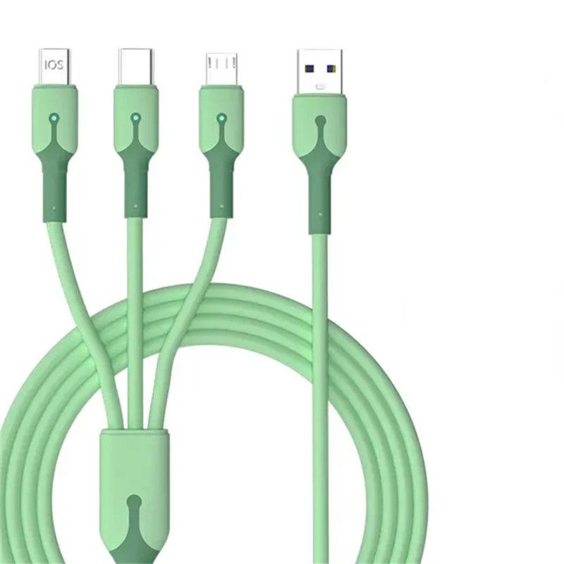 3 In 1 Mobile Phone 5A Super Fast Charging Type-C Usb Charging Cable for IPhone, Xiaomi, Android, Huawei Vivo Charging Cable