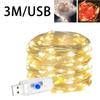 3M USB Светодиодная гирлянда Медная серебряная проволока Гирлянда Свет Водонепроницаемая Светодиодная гирлянда для рождественской свадебной вечеринки Украшение