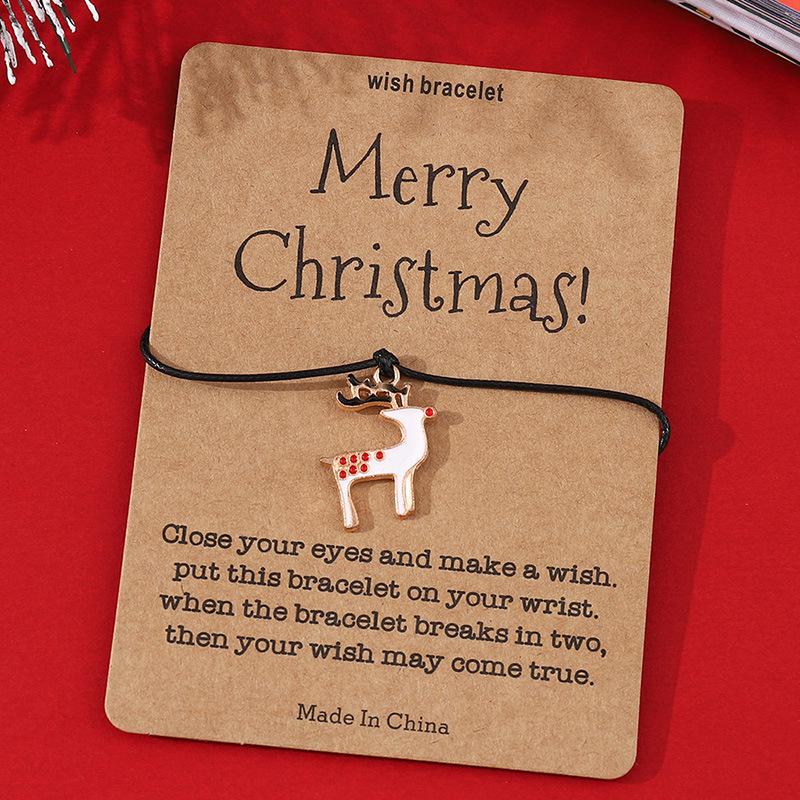 Модный рождественский браслет-открытка - Персонализированная черная веревка с креативным дизайном символа