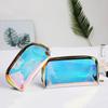Laser Holographic Seashell Makeup Bag TPU PVC Cosmetic Pouch Travel Organizer with Diamond Zipper Large Capacity