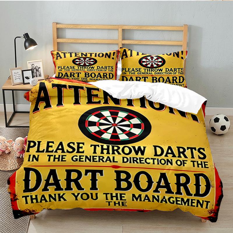 Throw darts Printed Bedding Set 3pcs, High Quality Bedding Set Including 1pc Duvet Cover And 2pcs Pillowcases for Bedroom, Dormitory Gift