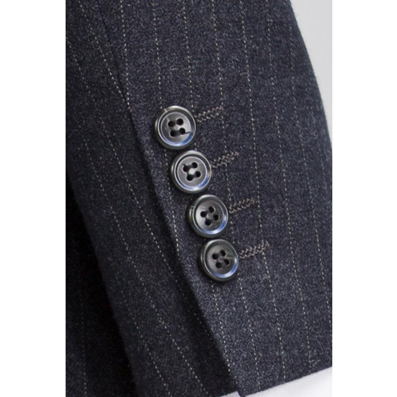 Мужской приталенный двубортный серый костюм в полоску - Британский стиль, деловой кэжуал/формальный смокинг для жениха или свадьбы.