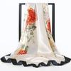 Spring/Summer New Women'S Silk Scarf 90 * 90cm Simulated Silk Twill Square Scarf Fashion Printed Large Square Scarf Professional Scarf