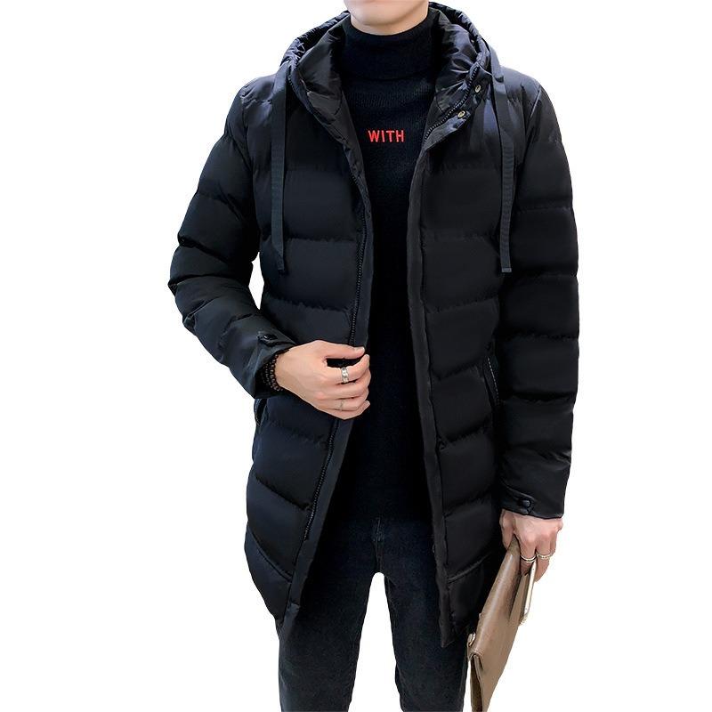 Large Size Men's Autumn and Winter Cotton-padded Clothes Men's Medium and Long Hooded Jackets Men's Thickened Warm Men's Cotton-padded Clothes