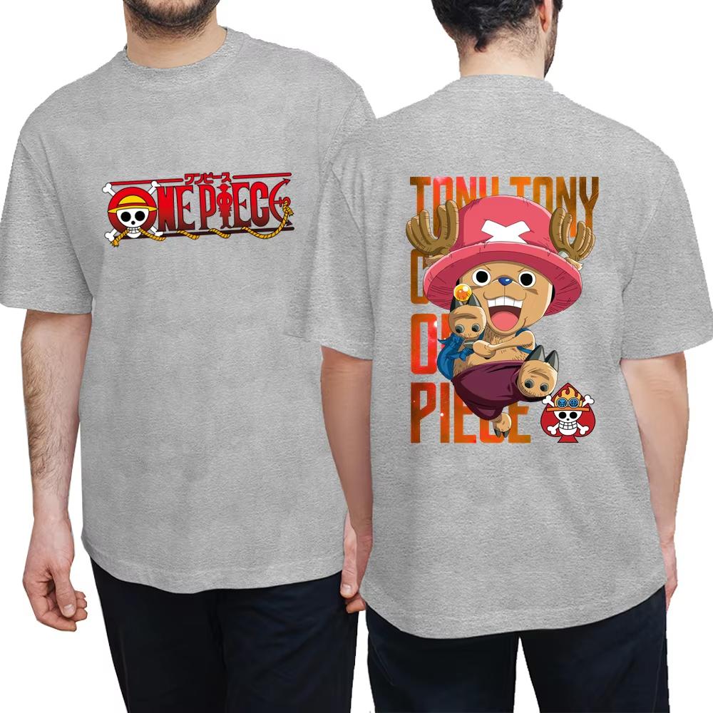 2025 ONE PIECE Анимационный крой Забавная печать Летняя мужская и женская футболка из чистого хлопка Уличная повседневная Удобная трендовая футболка