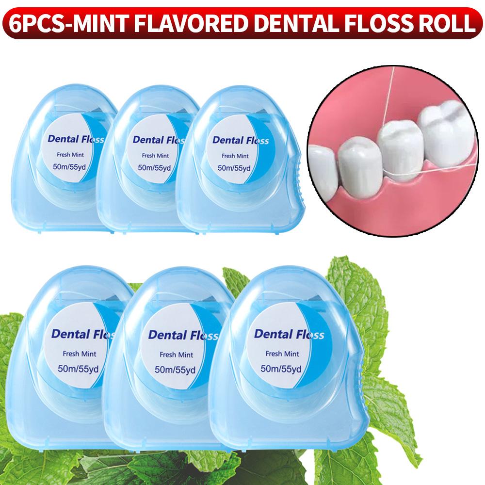 6PCS/3PCS/1PC Peppermint Floss Roll - Cleaning Oral Tools - Floss Stick Adult Home Set - Compact and Convenient