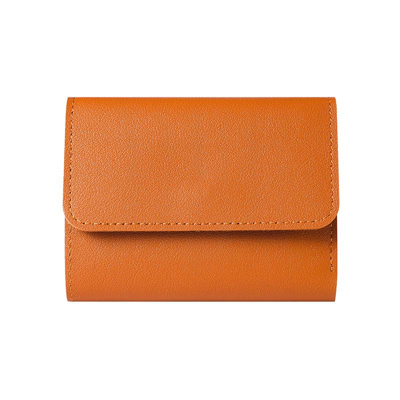 30% Off Wallet Women's Short Korean Version Simple Solid Color Wallet Card Bag Foreign Trade Small Wallet Folding Women's Wallet