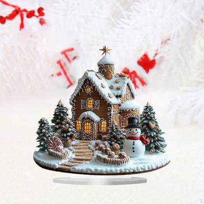 Рождественский пряничный домик, настольное украшение 17x20 см, декоративная подставка, акриловая рождественская деревня, миниатюра