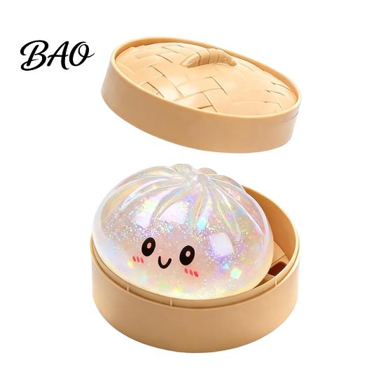 Glitter Squeeze Toy Steamed Bun Toy, Cute Dumpling Stress Relief Ball, Anxiety Slow Rising Decompression for Desk, Kawaii Fidget Gift Squeezable