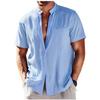 Men's Summer Top Button Cotton Linen Shirts Casual Solid Color Men Classic Black White Trendy Shirt Short Sleeve Shirt