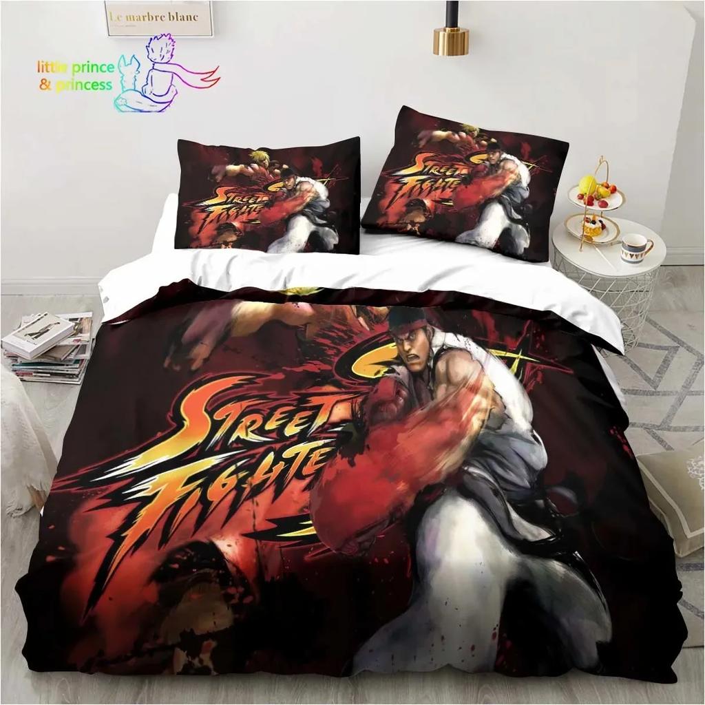 Street Fighter Printed 3D Bedding Set Duvet Cover Pillowcases Single Twin Full Queen King Size Home Decor Pillowcase Boys Gift