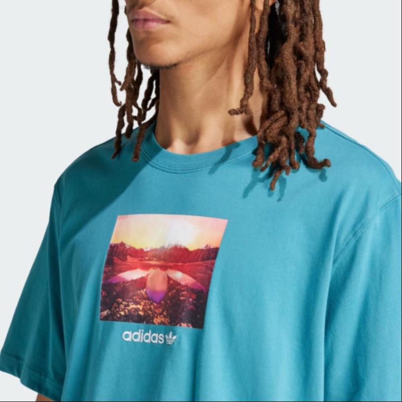 adidas Sunset Graphic T-shirt Asia Sizing 'Teal' Men's JF2856