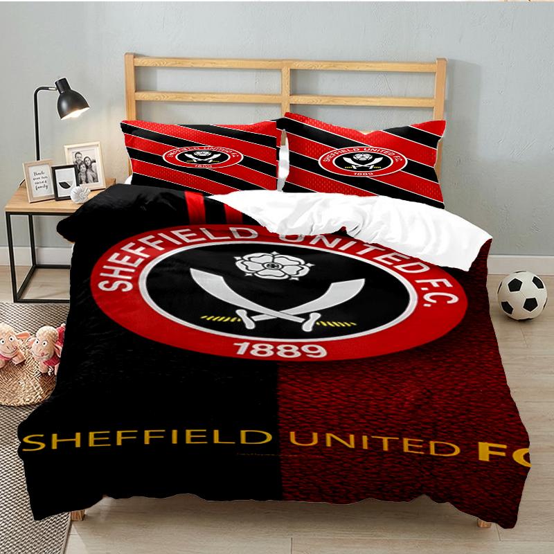 3PCS Global Football Club Sheff Bedding set,Ideal for1pc Duvet Cover And 2pcs Pillowcases Perfect for Christmas gift,Ideal for Bedroom, Dormitory