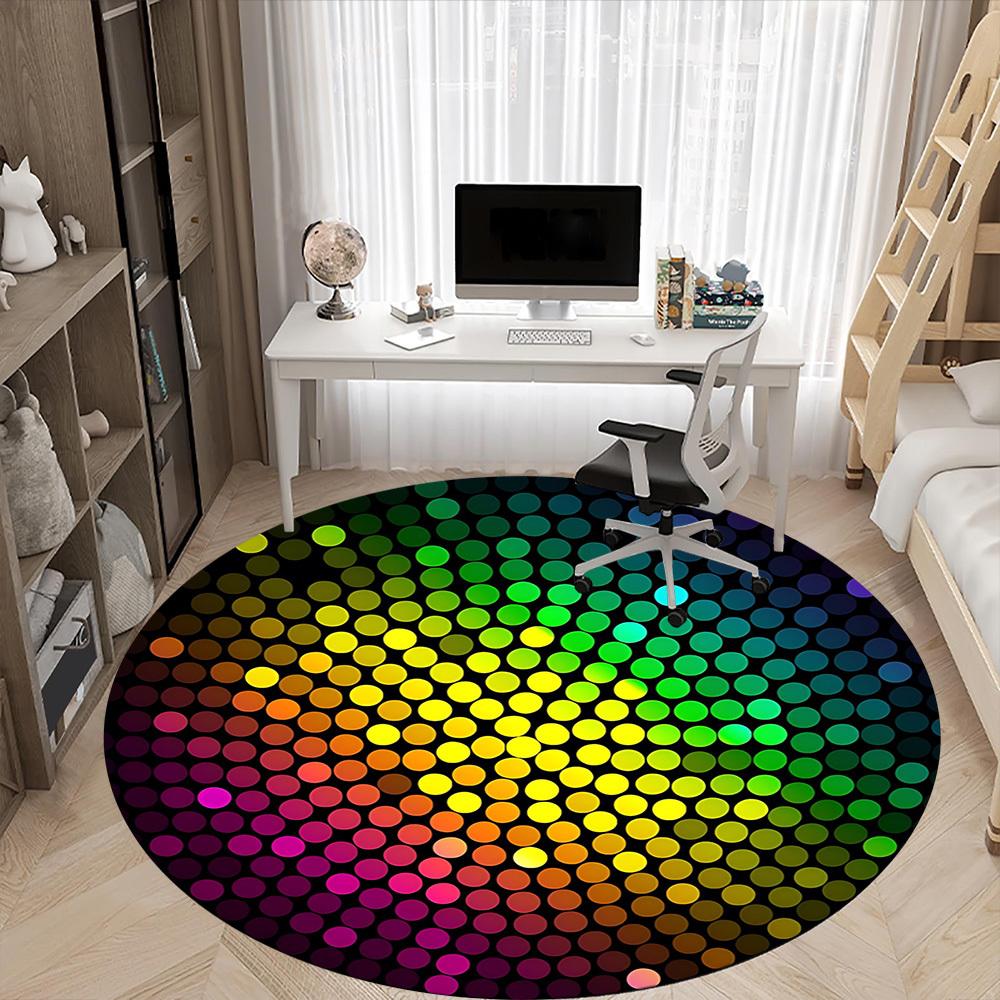 1pc Disco Ball Pattern Carpet for Office Non-Slip, Round Carpet, Soft & Comfortable, Carpet for Office, Lightweight Round Floor Mat yy251226086