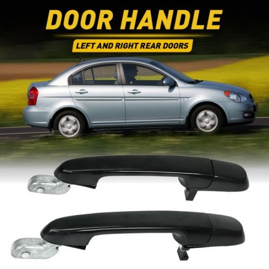 2X For Hyundai 2006-2011 Accent Outside Door Handle Rear Left + Right Black EAH