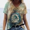 2025 Новый стиль женская футболка летняя футболка с цветочным принтом женская одежда большой размер дизайнерская футболка с коротким рукавом и V-образным вырезом блузка