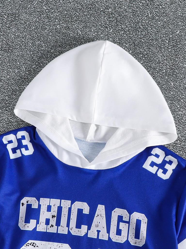 Boys' Casual Street-Style Long-Sleeve Sweatshirt – Classic "23" Print, Faux-Layered Design (Single Item) – Autumn/Winter Collection