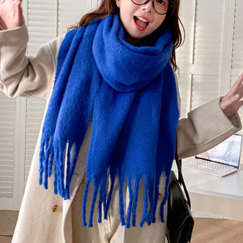 Thickened Warm Cold-proof White Shawl Scarf Women's Autumn Winter Warm Long Tassels Scarf