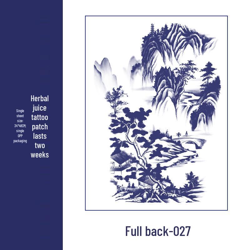Waterproof Men's Herbal Tattoo Stickers: Full & Half Back, Long-Lasting, Large Floral Designs for Chest & Arm.